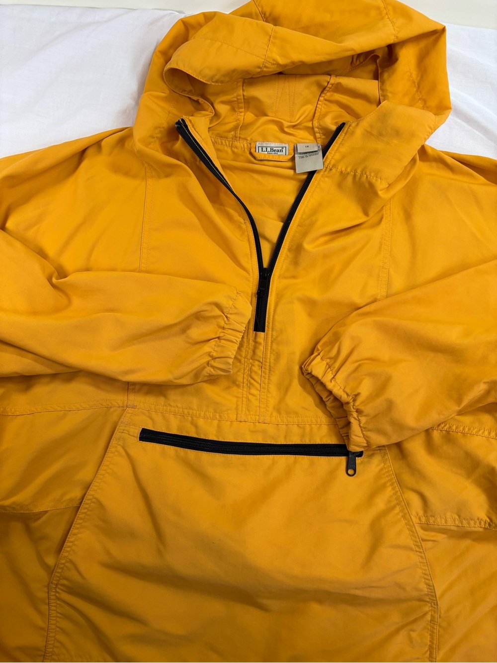 L.L. Bean Men's Hooded Rain Anorak in Mustard